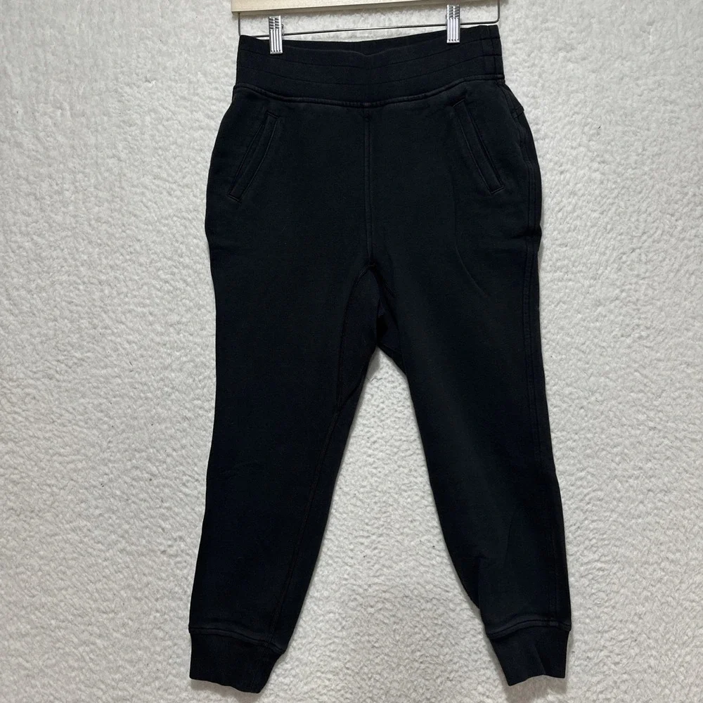 Lululemon Women's Size 4 Scuba High Rise French Terry‎ Jogger Black Pockets Logo